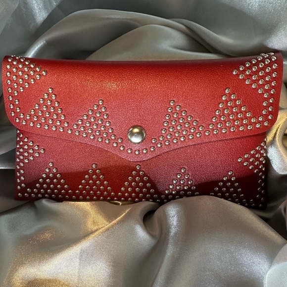 Burgundy Rhinestone Studded Belt Bag Fanny Pack - Picture 3 of 10